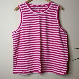 J Crew | Pink White Striped 100% Cotton Reimagined Girlfriend Tank Top XXL